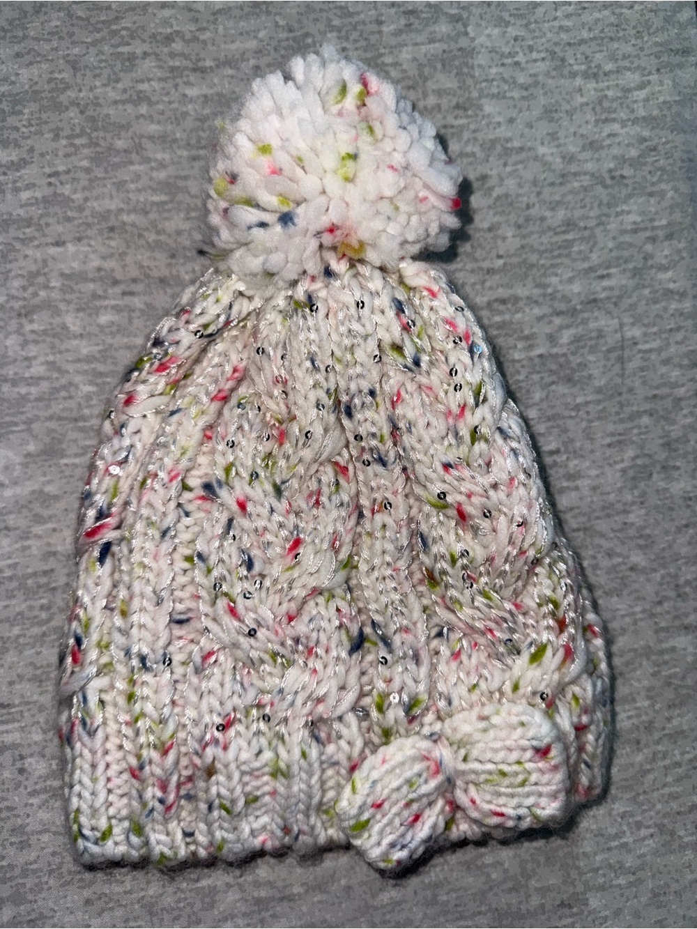 wonder nation White Speckled Pom Pom Knit Hat